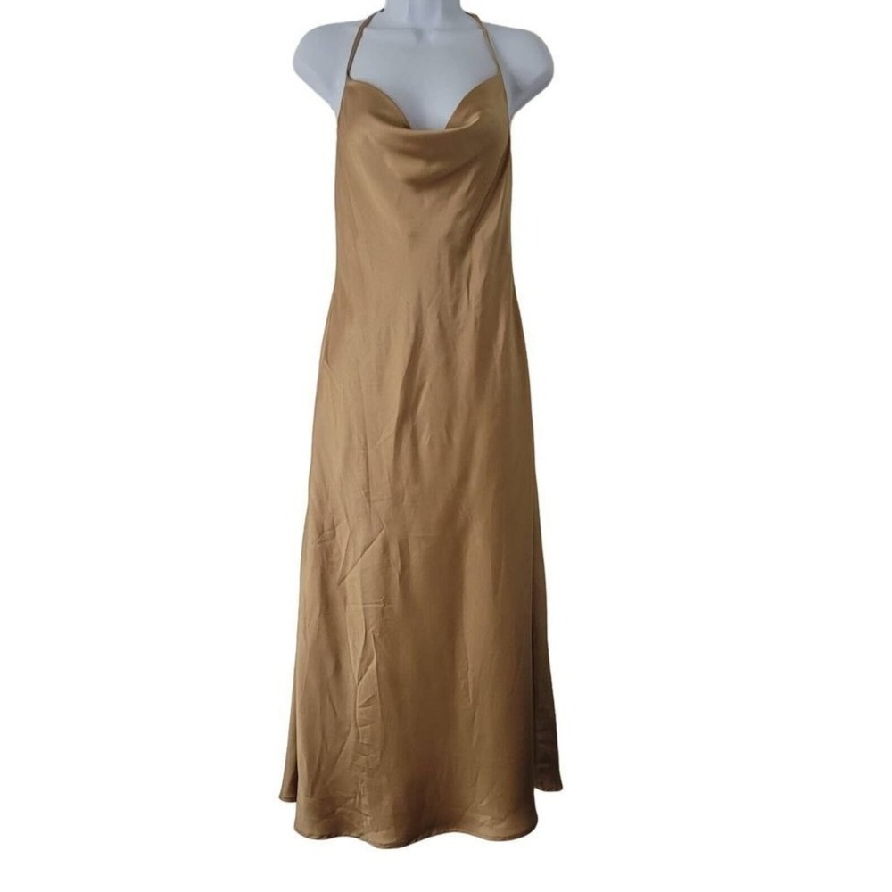 Show Me Your Mumu Verona Satin Midi Slip Dress Champagne Cowl Strappy USA Medium